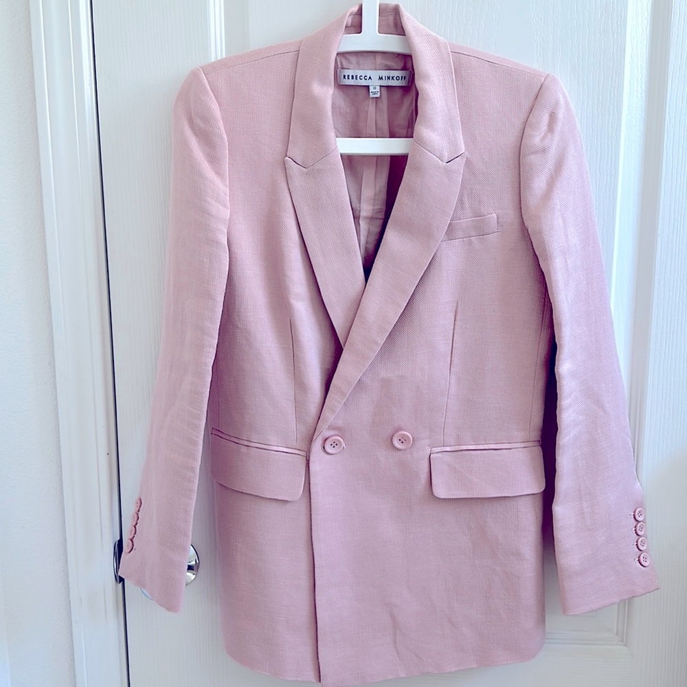 Rebecca Minkoff pink linen/cotton blazer size 0